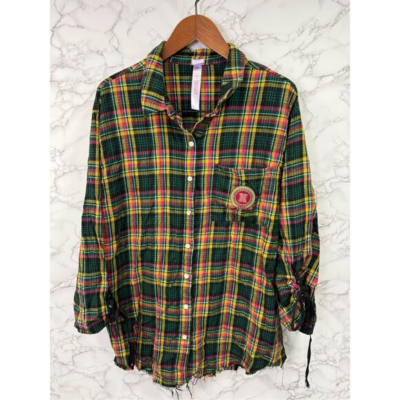 Fenty Women’s Plus Flannel Shirt sz 1X Plaid Tunic # G342 - Picture 4 of 9